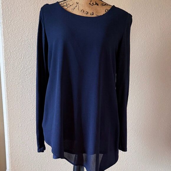 Chico's Tops - Chico's Blue Tunic with Sheer Overlay